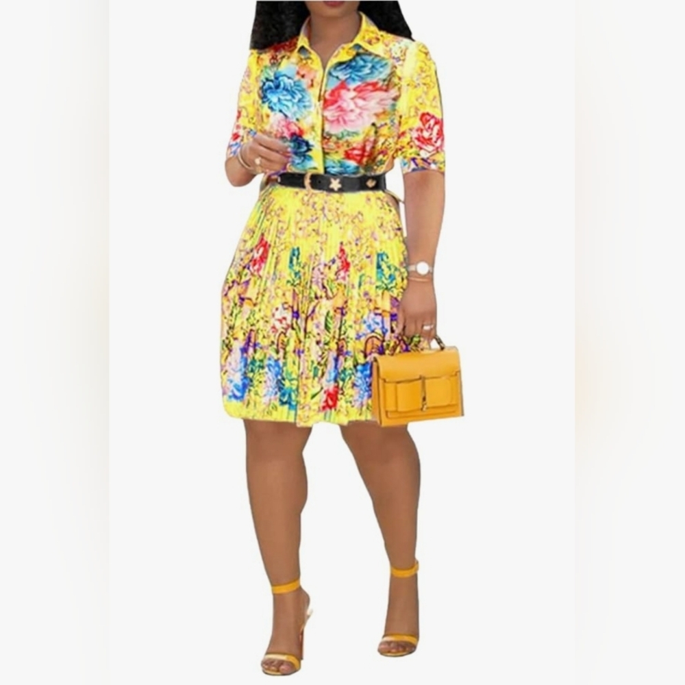 Vibrant Floral A-Line Dress
